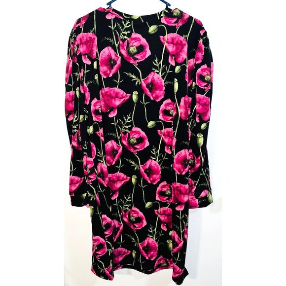 New LuLaRoe Black & Pink Poppy Floral Long Sleeve Dress 3XL - Picture 3 of 4